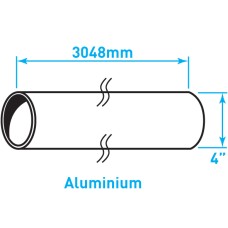 Air Intake Aluminium Tube, Straight - 4" x 120"